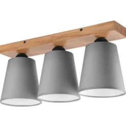 Envostar Risco Deckenlampe 3-flg. Stoffschirm grau