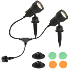 2er Set - LED-Erdspießleuchte Terra m. Farbfiltern