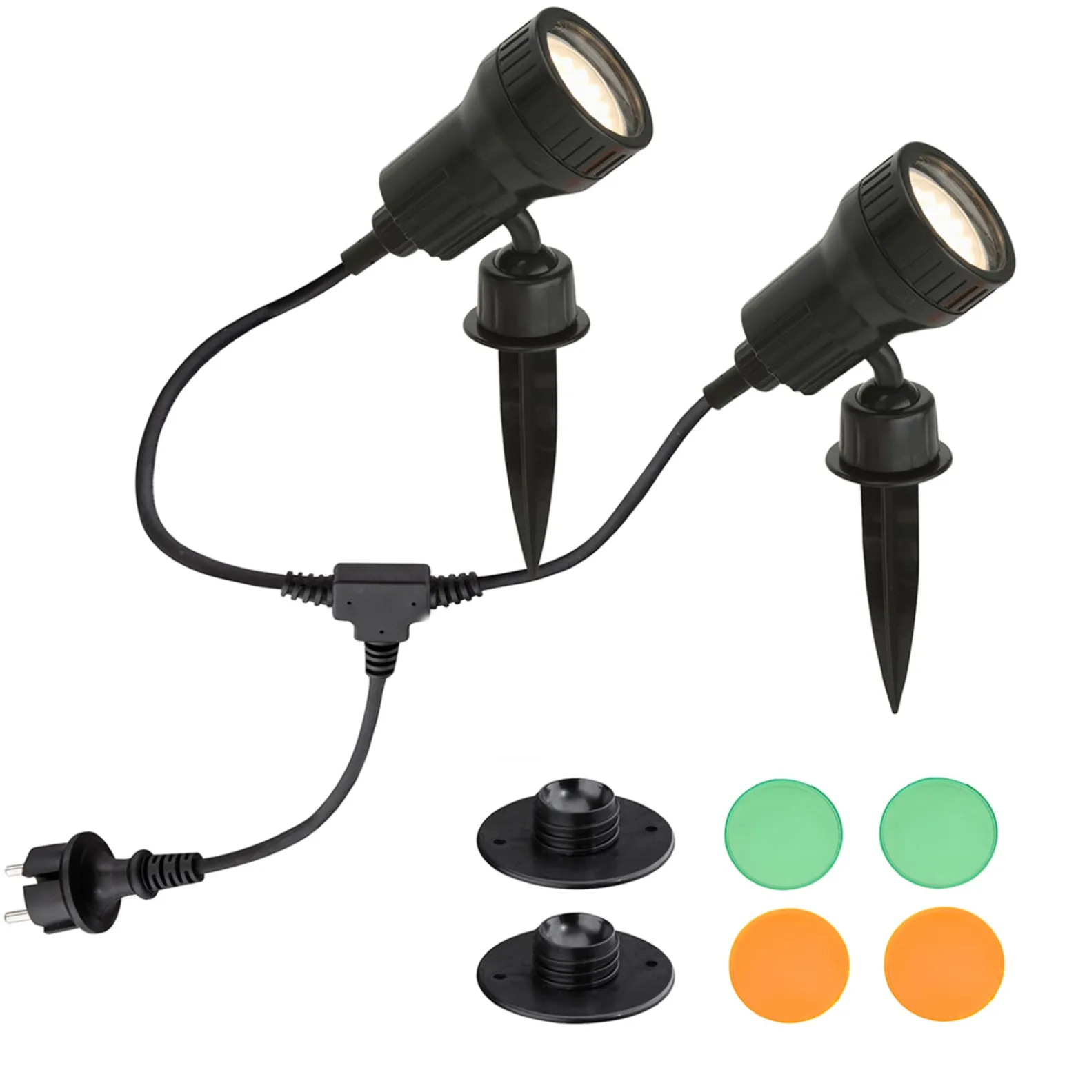 2er Set - LED-Erdspießleuchte Terra m. Farbfiltern