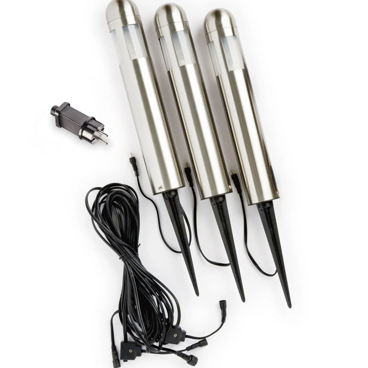 3er-Set LED-Sockelleuchte Amalfi mit Erdspieß