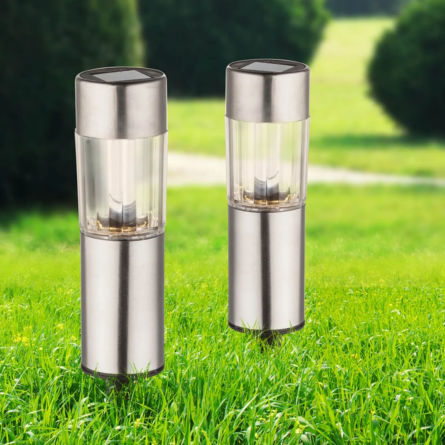 4er-Set - LED-Solar-Dekoleuchte Aro mit Erdspieß