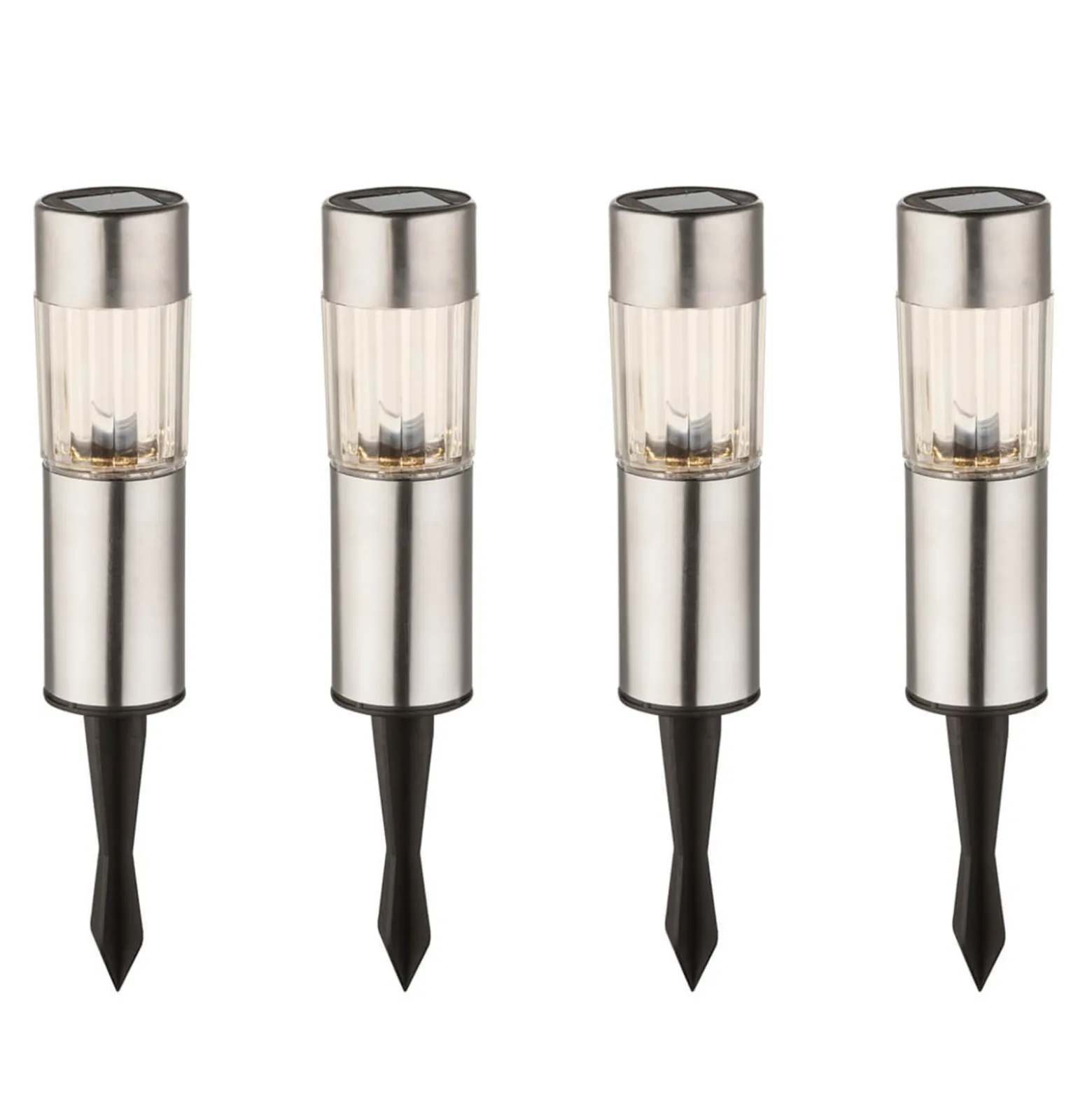 4er-Set - LED-Solar-Dekoleuchte Aro mit Erdspieß