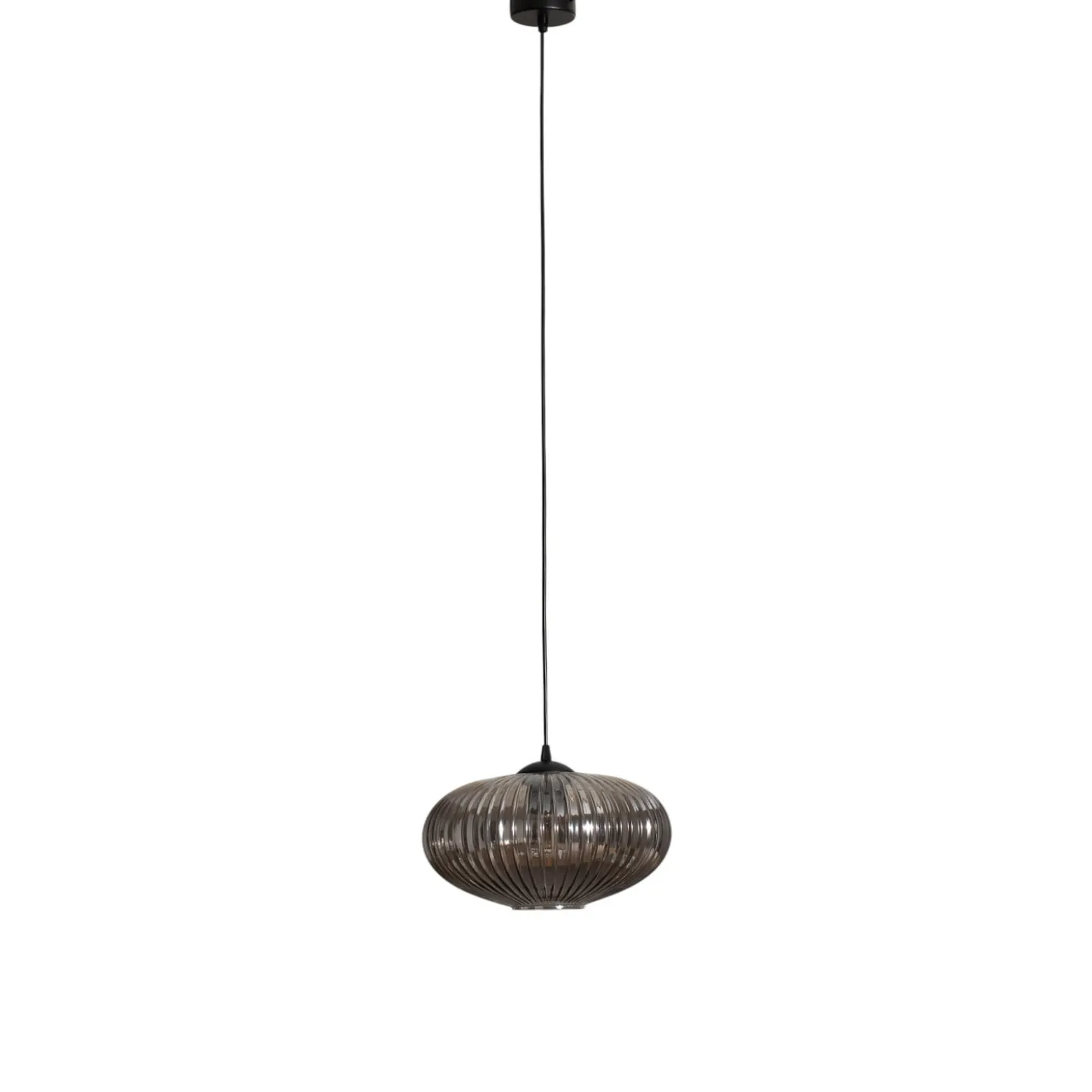 Esszimmerlampe Coco, Ø 30 cm, schwarz/rauchgrau, Glas