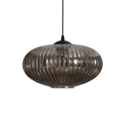 Esszimmerlampe Coco, Ø 30 cm, schwarz/rauchgrau, Glas