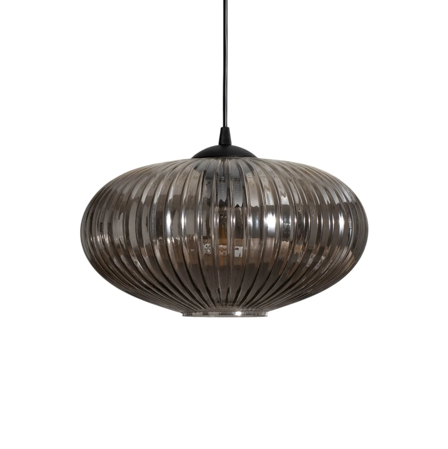 Esszimmerlampe Coco, Ø 30 cm, schwarz/rauchgrau, Glas