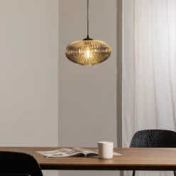 Esszimmerlampe Coco, Ø 30 cm, schwarz/rauchgrau, Glas