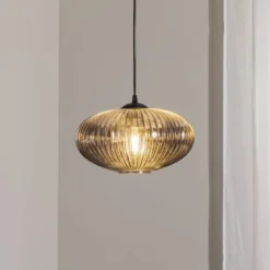 Esszimmerlampe Coco, Ø 30 cm, schwarz/rauchgrau, Glas