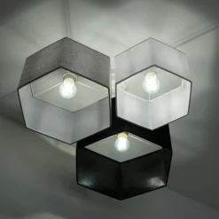 Euluna Deckenlampe Emil, Textil schwarz/grau/weiß, 3-flammig