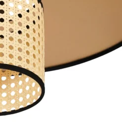 Euluna Deckenleuchte Manila, goldfarben, Rattan, Ø 50 cm
