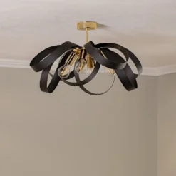 Euluna Deckenleuchte Petla, schwarz/gold, Metall, Ø 65 cm