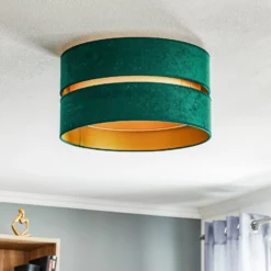 Euluna Duo Deckenleuchte Textil grün/gold Ø40cm