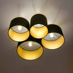 Euluna Lodge Deckenleuchte, 4-flg., schwarz/gold