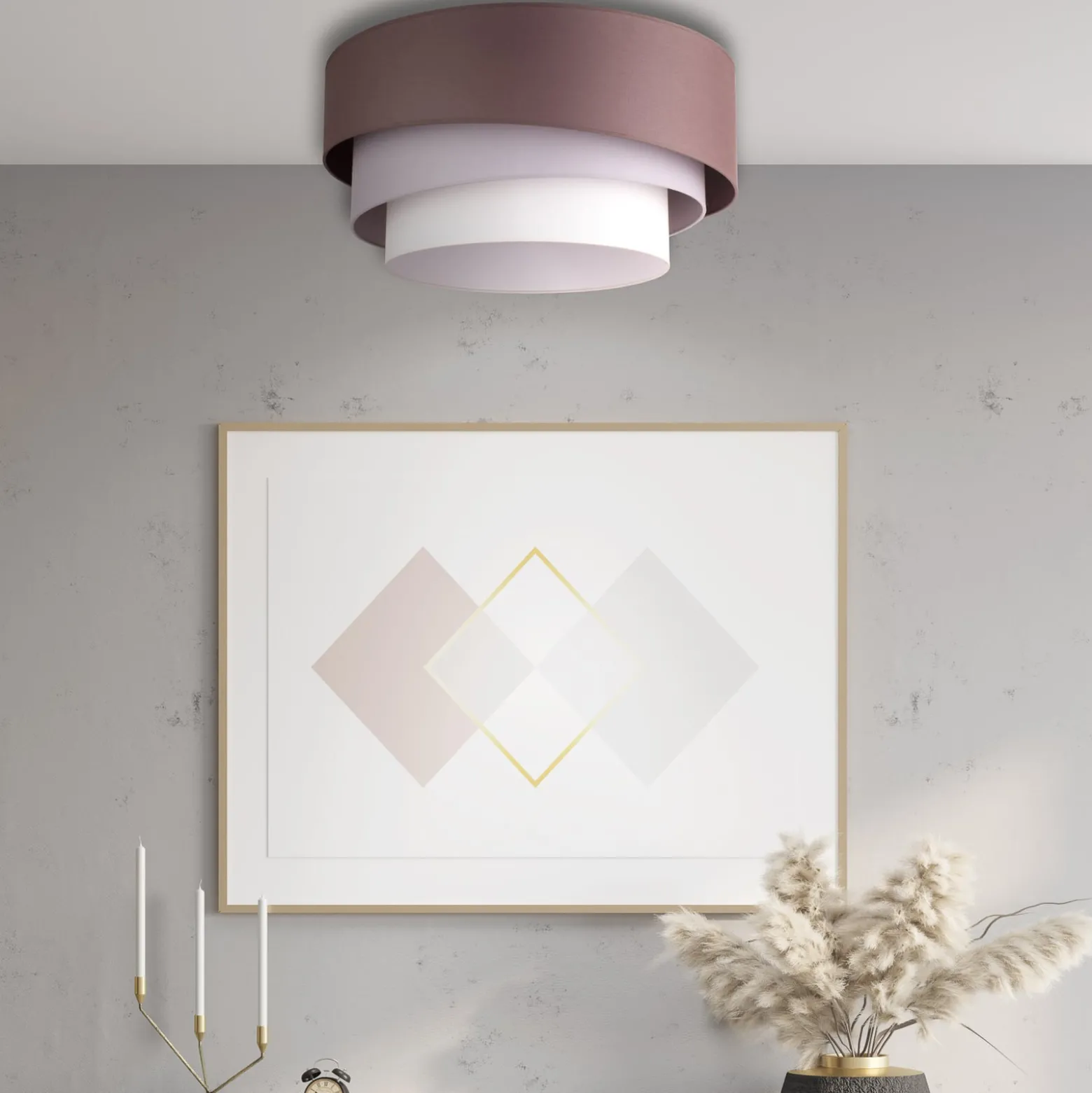Euluna Trio Max Decke, Ø60cm, cappuccino/ecru/grau