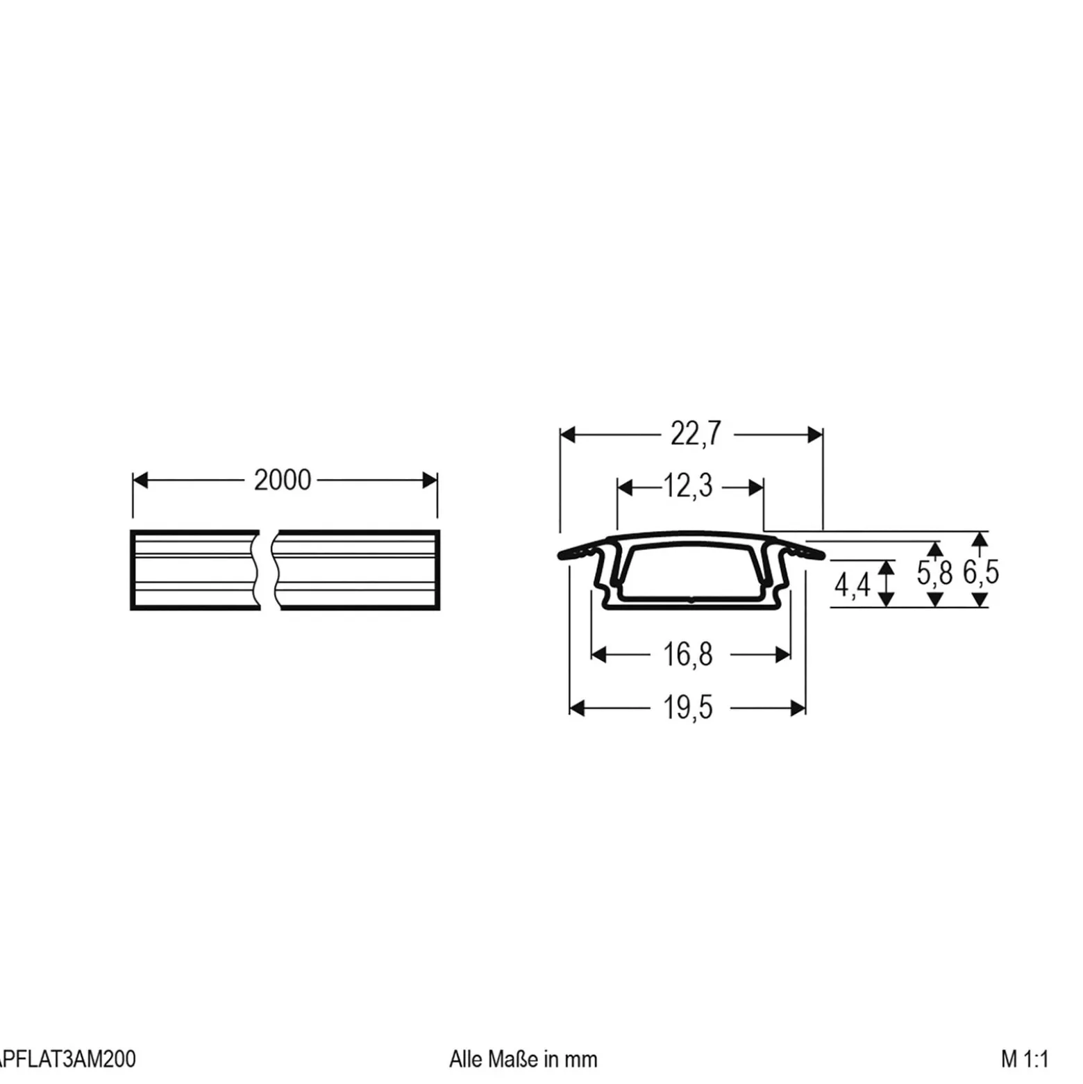 EVN APFLAT3 Alu-Profil, 200cm T-Profil, aluminium