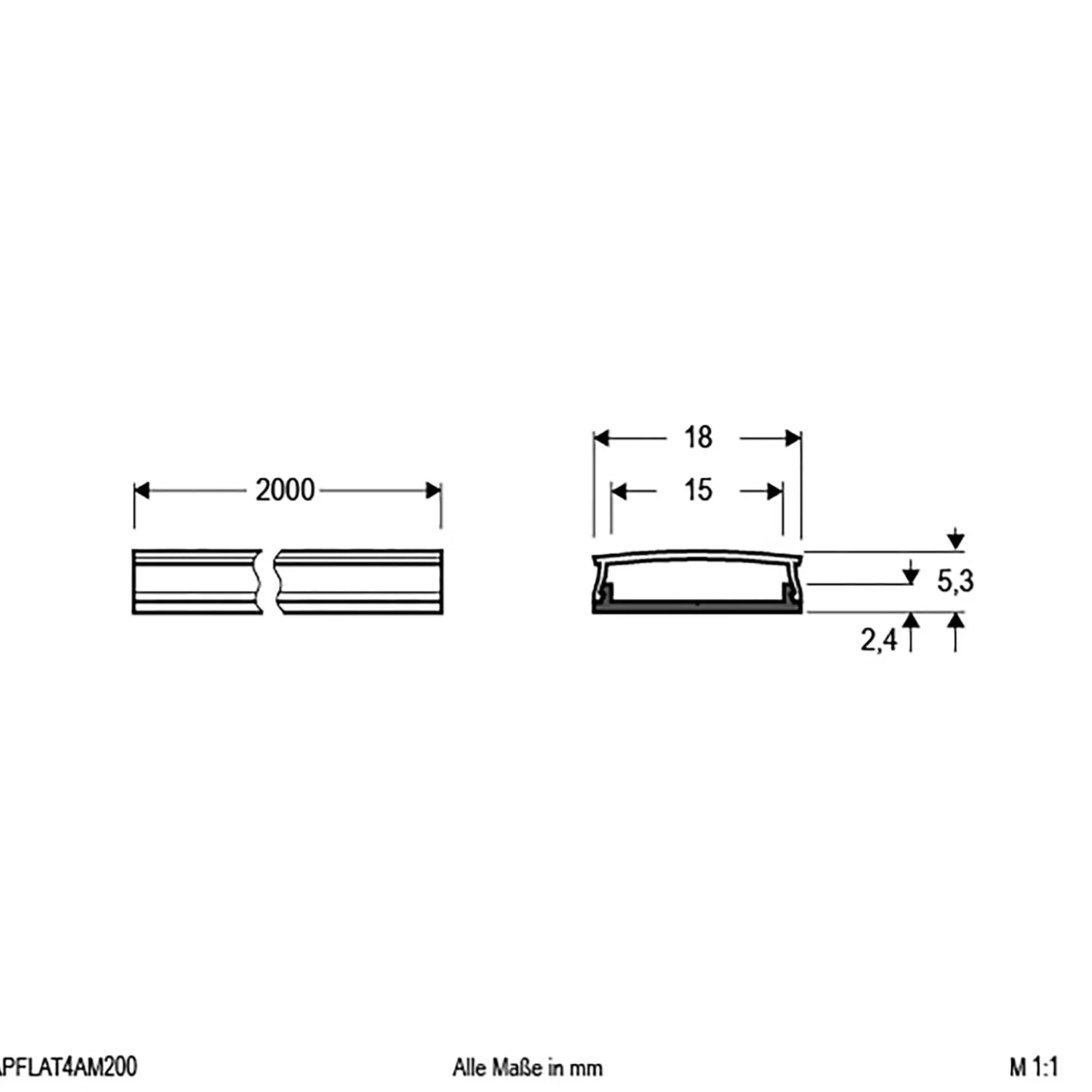 EVN APFLAT4 Alu-Profil, 200cm U-Profil, biegbar