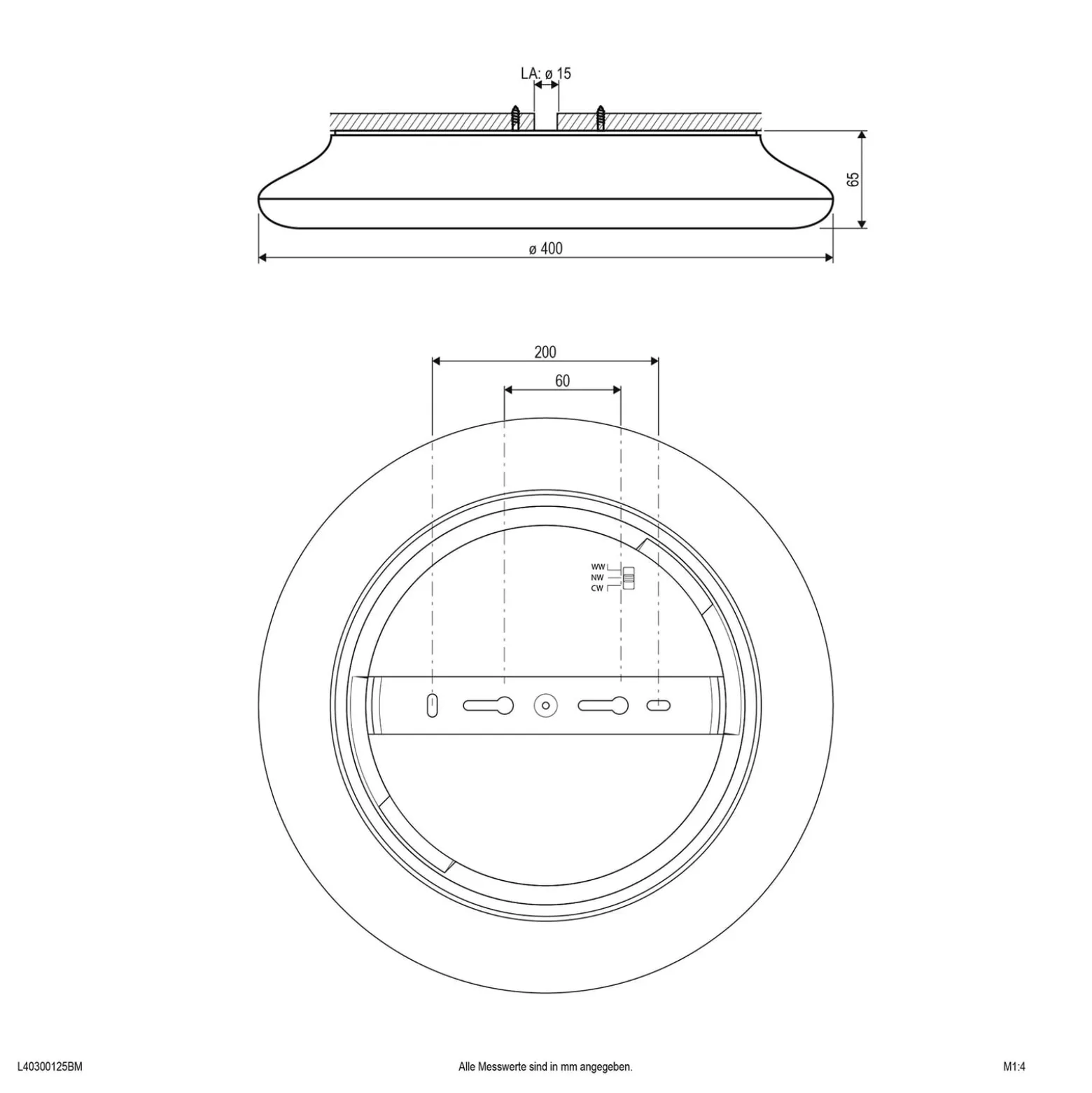 EVN Catino LED-Deckenleuchte, Sensor, 40 cm