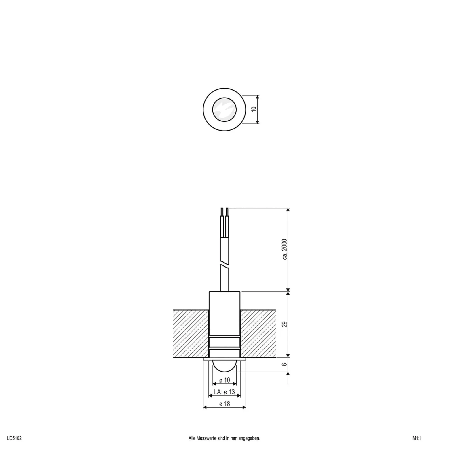 EVN LD5102 Einbaulampe 12V IP68 0,3W 830, Linse