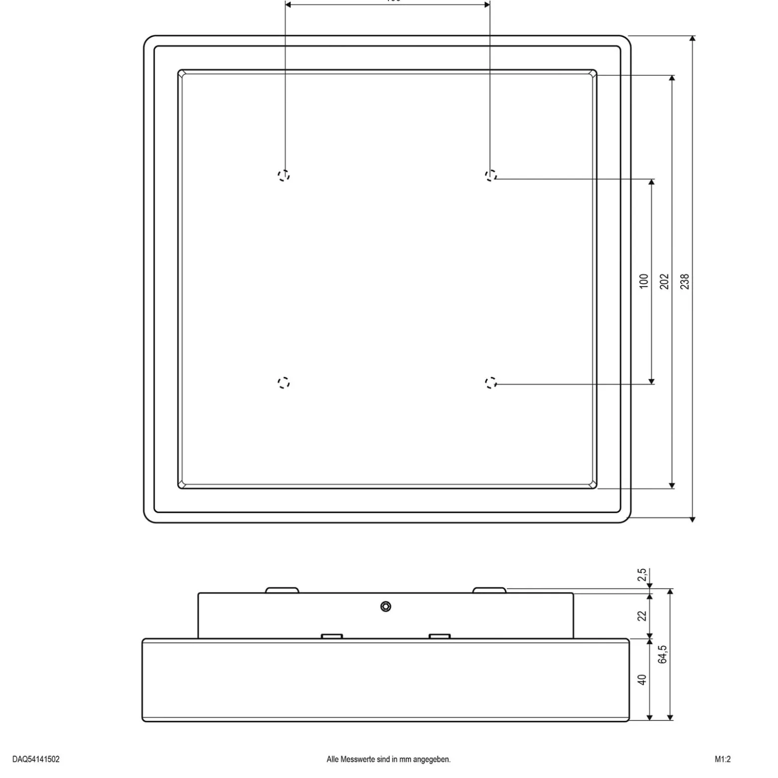 EVN LED-Außendeckenleuchte Tectum, 24x24 cm, anthrazit, 110°