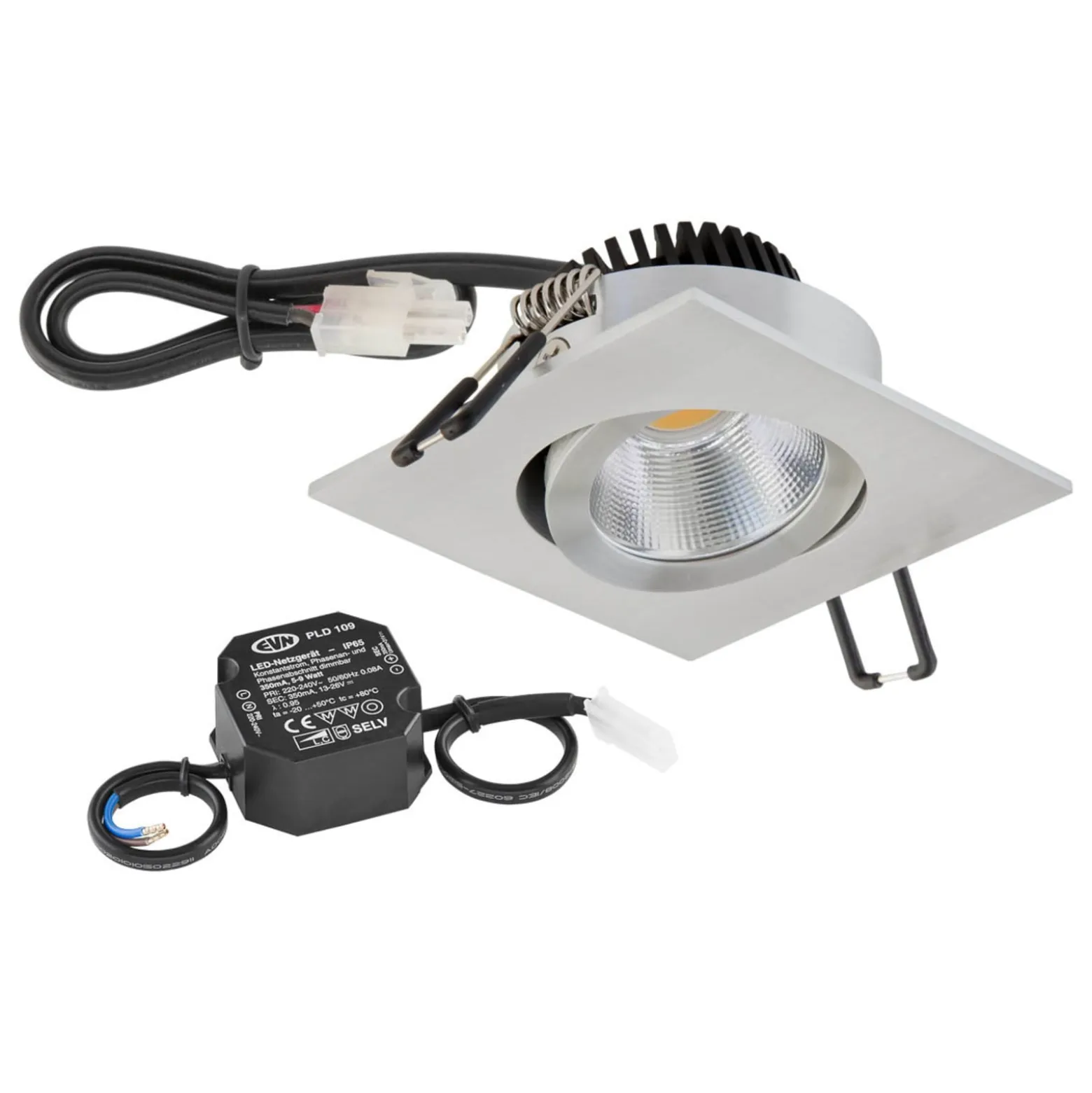 EVN PC20 Einbau eckig Phasendimmer 3000K aluminium