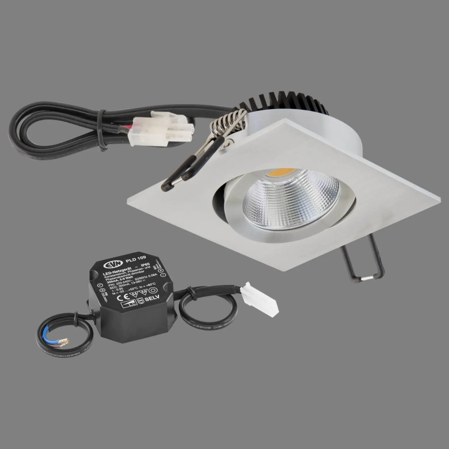 EVN PC20 Einbau eckig Phasendimmer 3000K aluminium