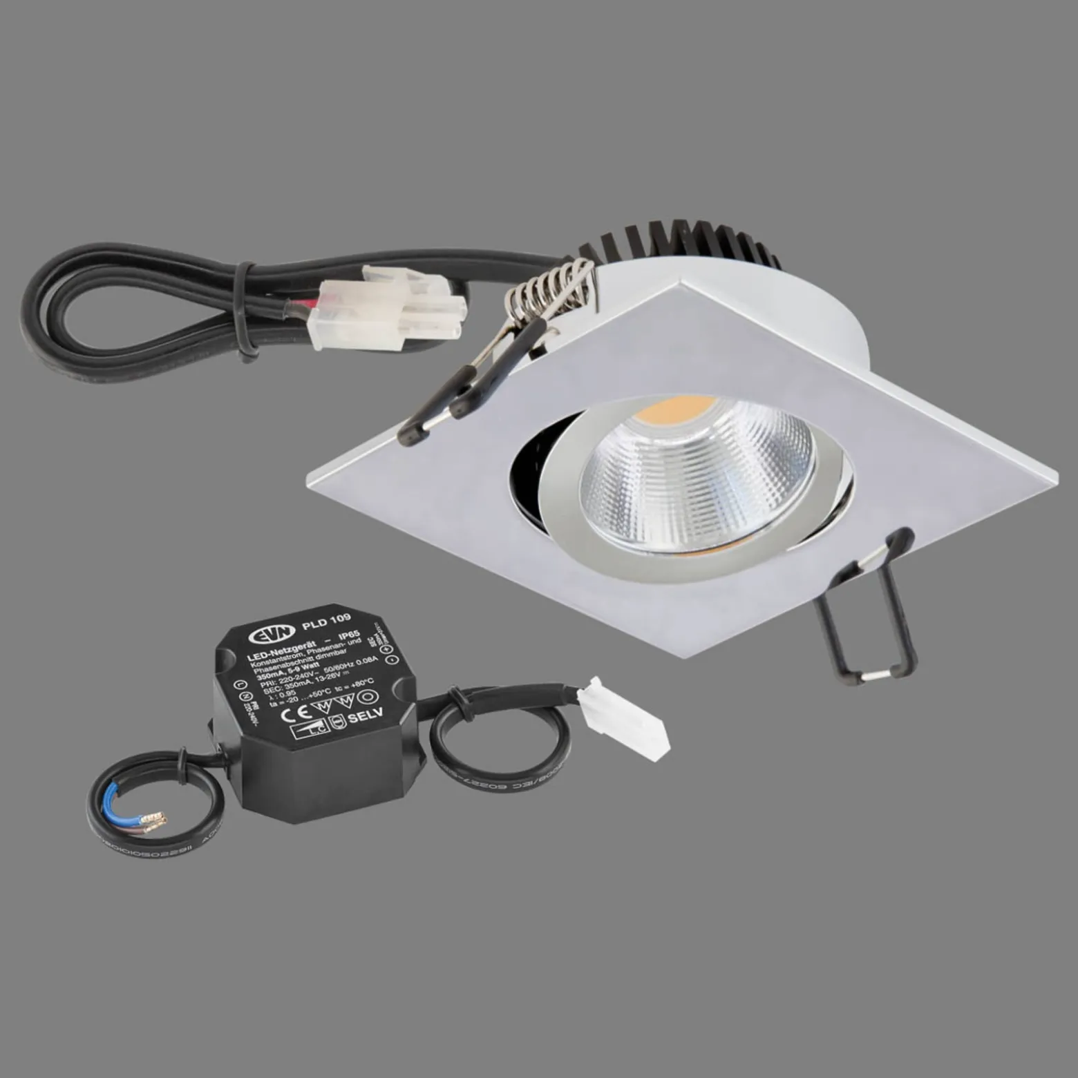 EVN PC20 Einbau eckig Phasendimmer 3000K chrom
