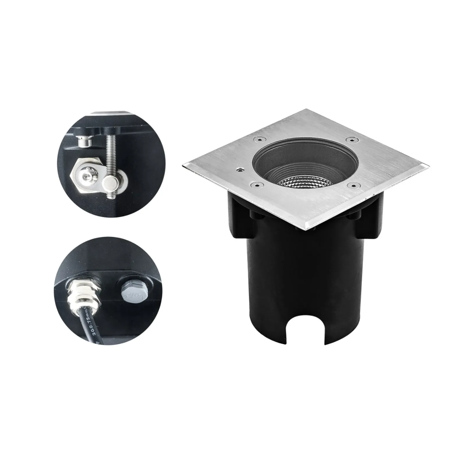EVN Pentola Einbaulampe edelstahl 13,5x13,5 3.000K