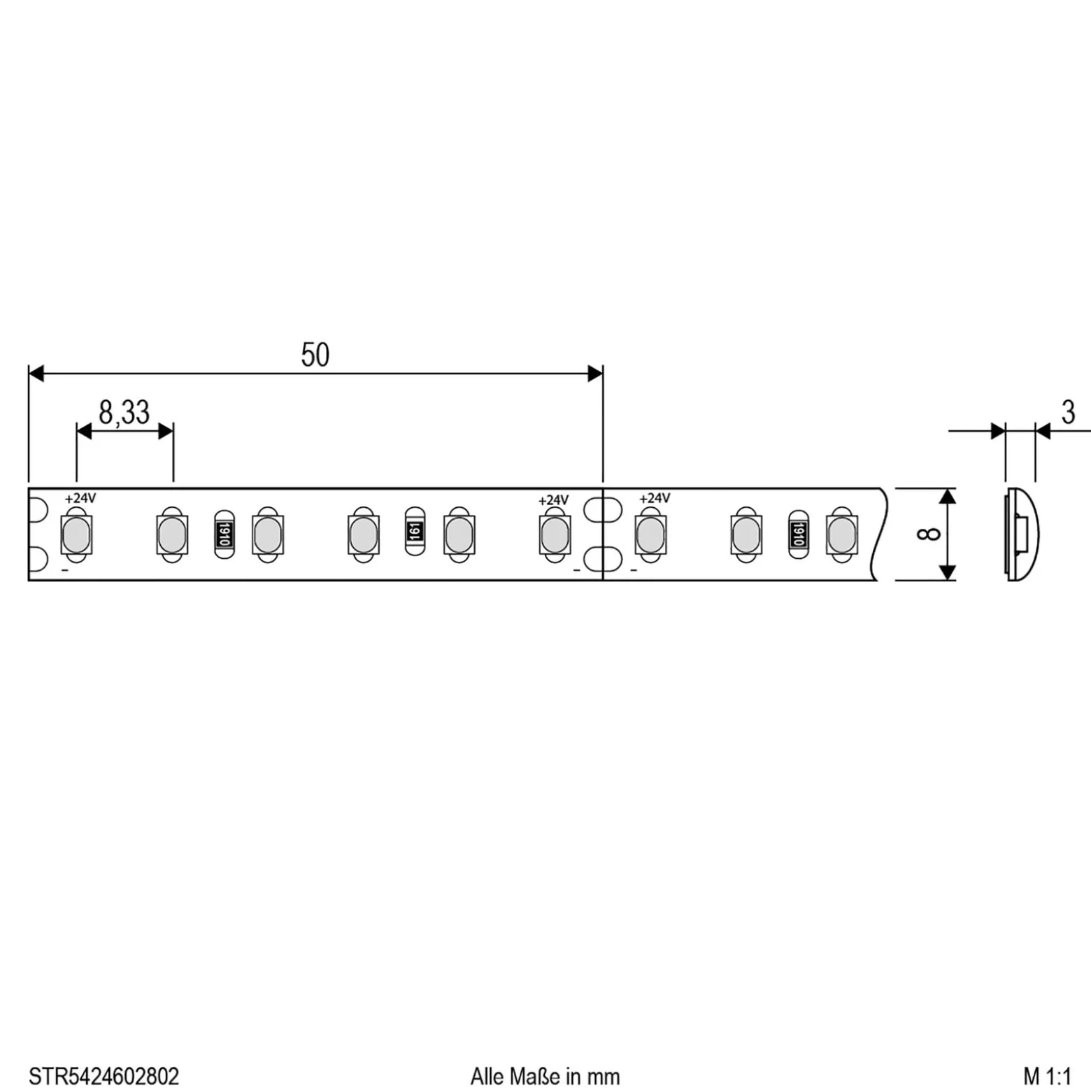 EVN STR5424 LED-Strip IP54 5m 48W 3.000K