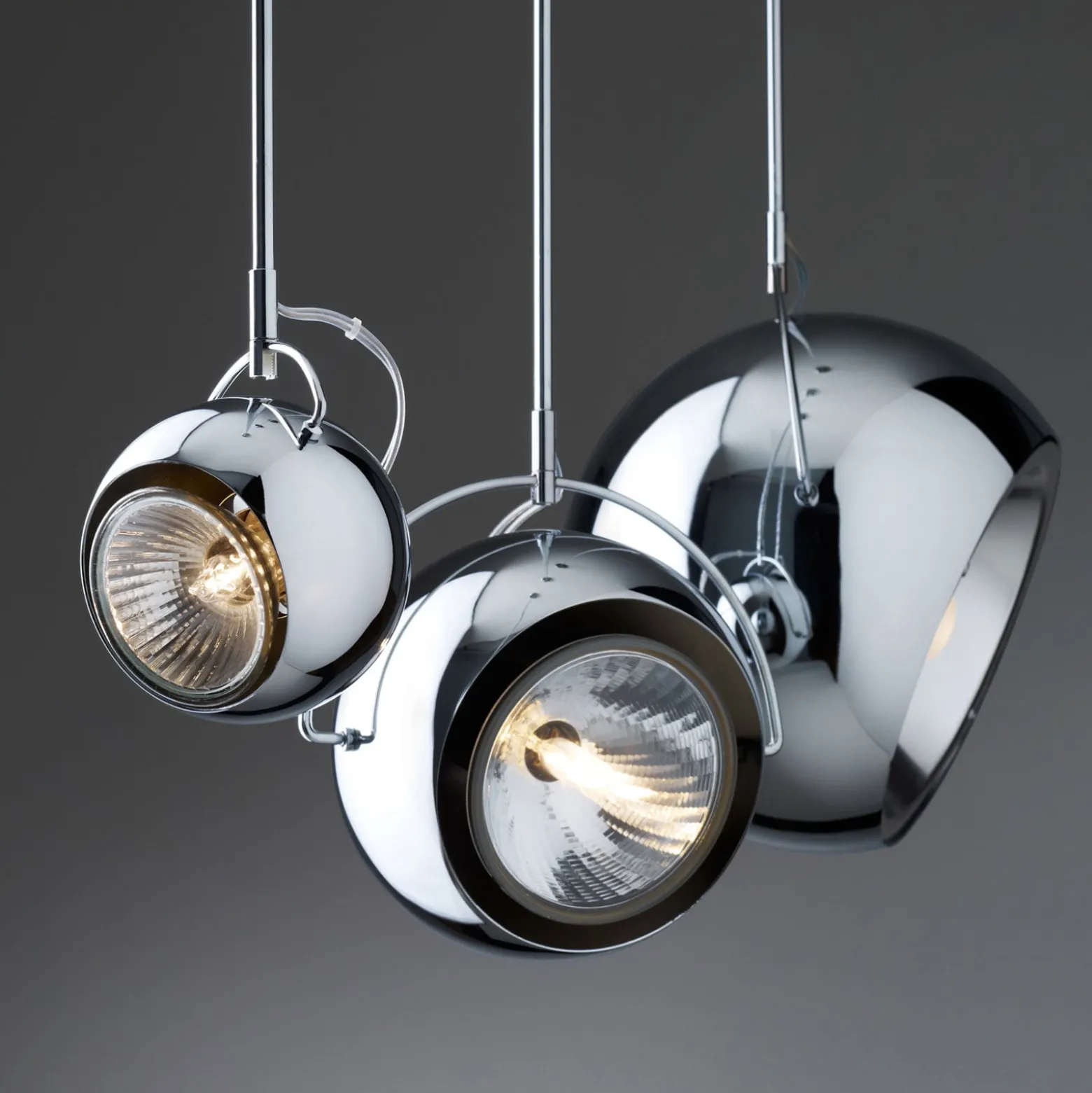 Fabbian Beluga Steel Chrom-Hängeleuchte, Ø 14 cm