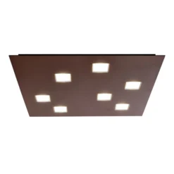 Fabbian LED-Deckenlampe Quarter, braun, 7-flammig, Metall