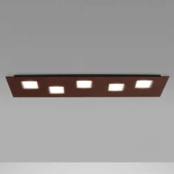 Fabbian LED-Deckenlampe Quarter, braun, 5-flammig, Metall