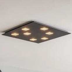 Fabbian Quarter - schwarze LED-Deckenlampe 7flg.