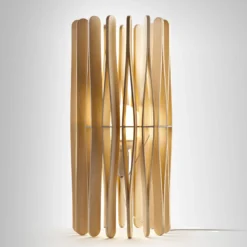 Fabbian Stick Holz-Tischleuchte, zylindrisch