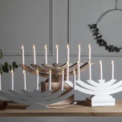 Fensterleuchter Navida, Holz, 7-flammig, braun