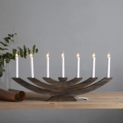 Fensterleuchter Navida, Holz, 7-flammig, braun