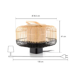Forestier Bamboo Square S Tischleuchte in Schwarz