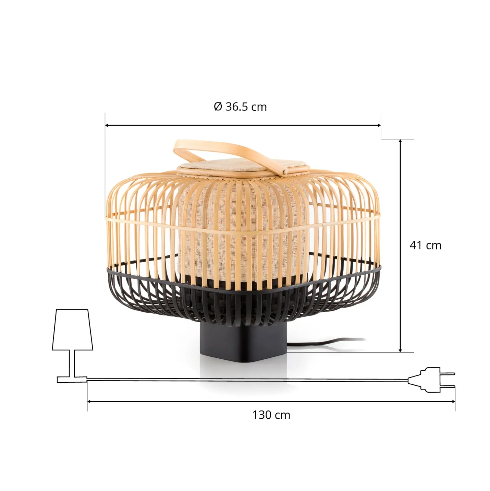 Forestier Bamboo Square S Tischleuchte in Schwarz