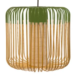 Forestier Pendellampe Bamboo M, Ø 45 cm, grün