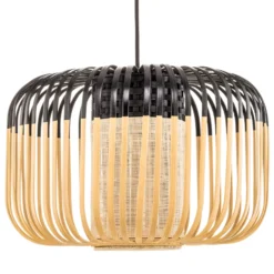 Forestier Pendellampe Bamboo S, Ø 35 cm, schwarz
