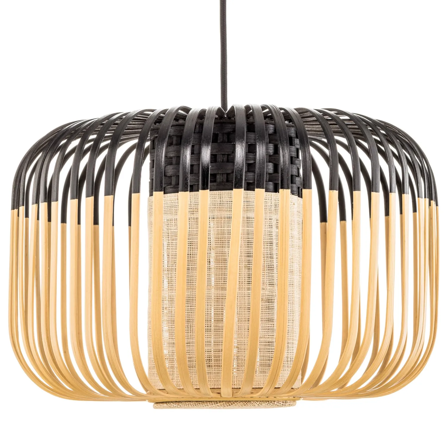 Forestier Pendellampe Bamboo S, Ø 35 cm, schwarz