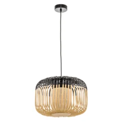 Forestier Pendellampe Bamboo S, Ø 35 cm, schwarz