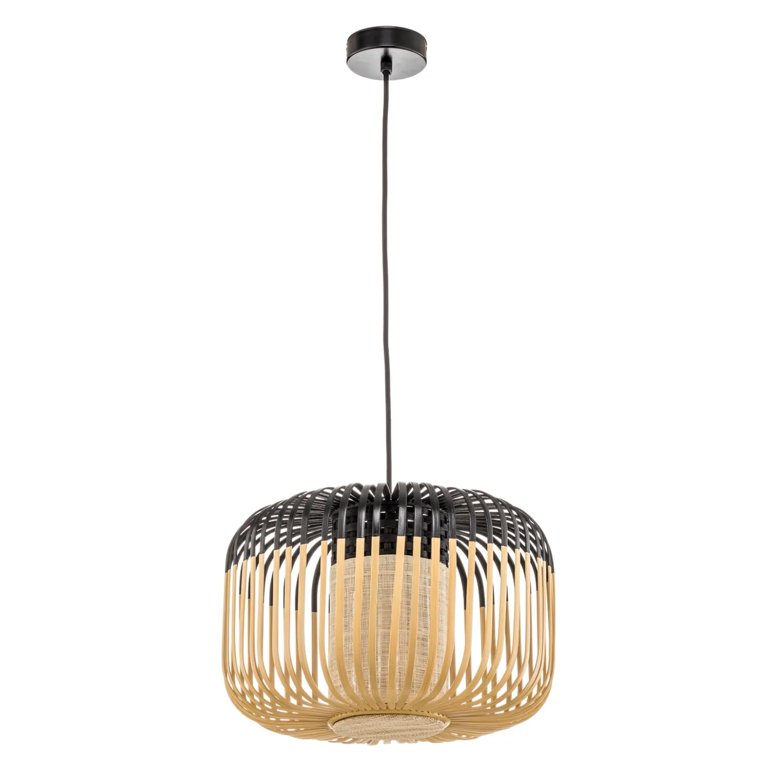 Forestier Pendellampe Bamboo S, Ø 35 cm, schwarz