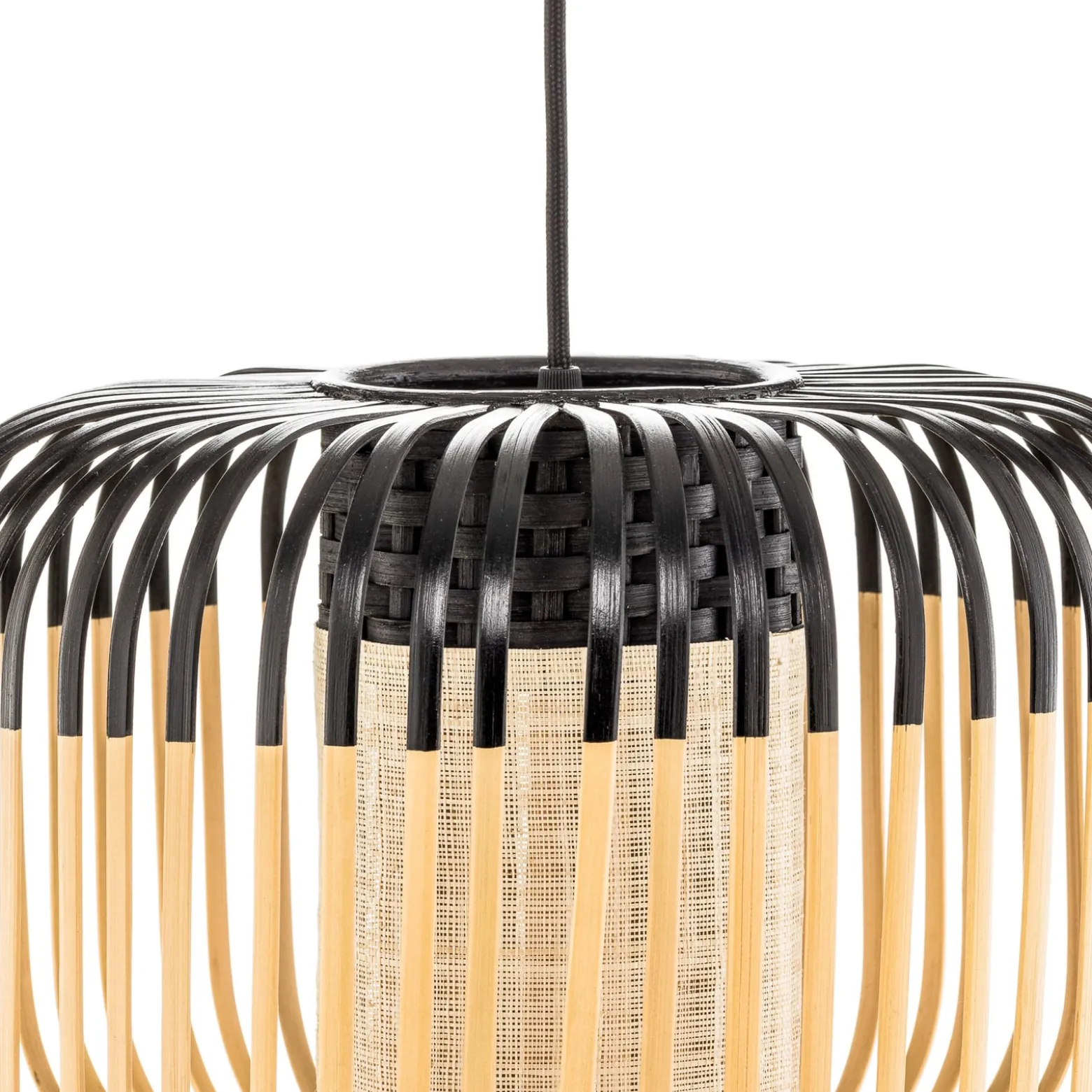 Forestier Pendellampe Bamboo S, Ø 35 cm, schwarz