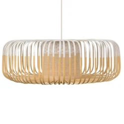 Forestier Pendellampe Bamboo XL, Ø 60 cm, weiß