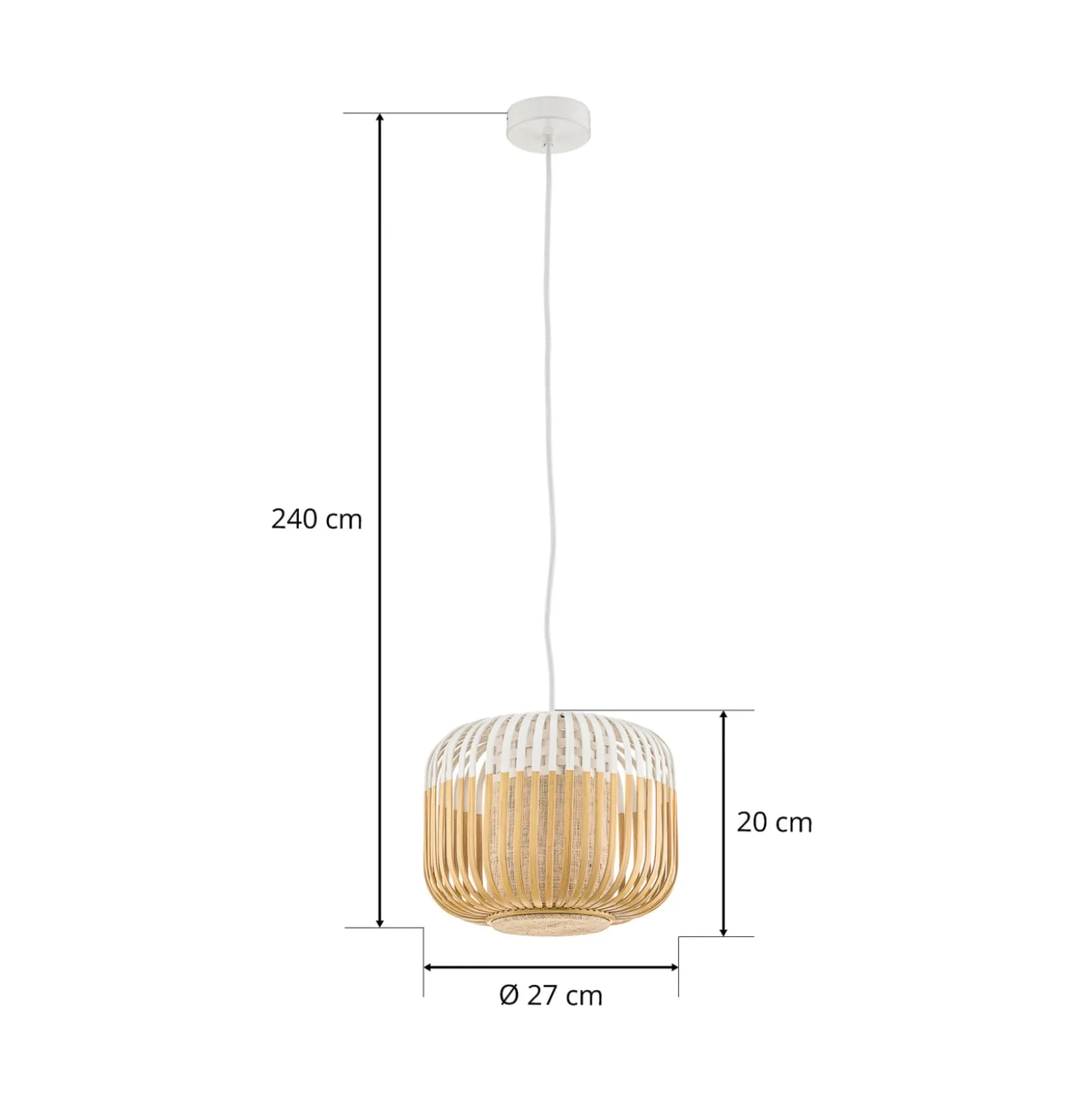 Forestier Pendellampe Bamboo XS, Ø 27 cm, weiß