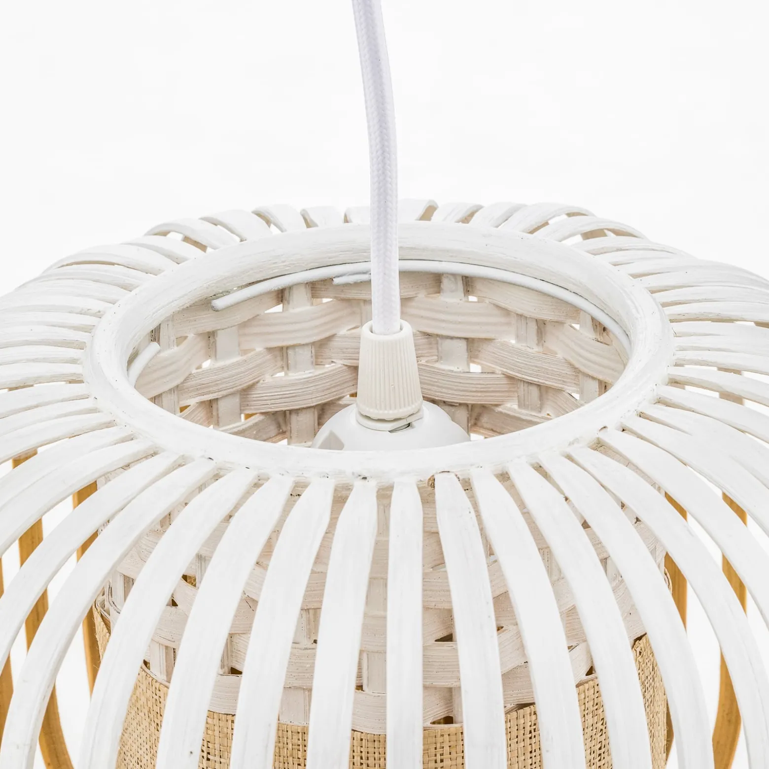 Forestier Pendellampe Bamboo XS, Ø 27 cm, weiß