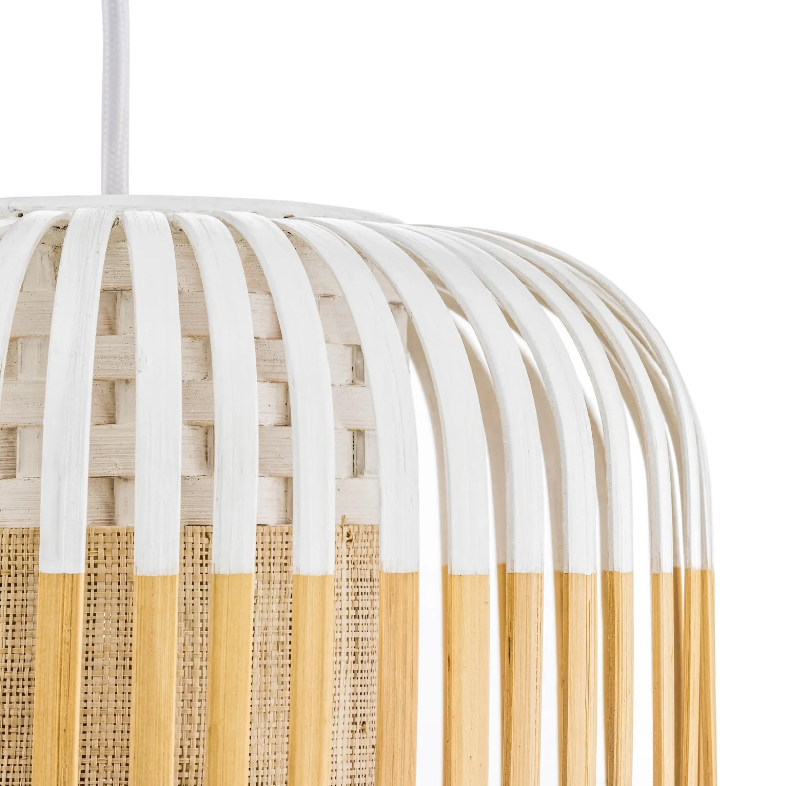 Forestier Pendellampe Bamboo XS, Ø 27 cm, weiß