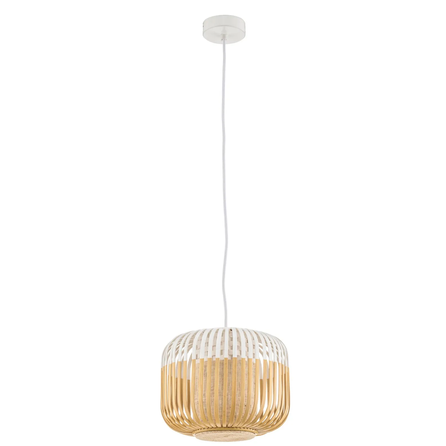 Forestier Pendellampe Bamboo XS, Ø 27 cm, weiß