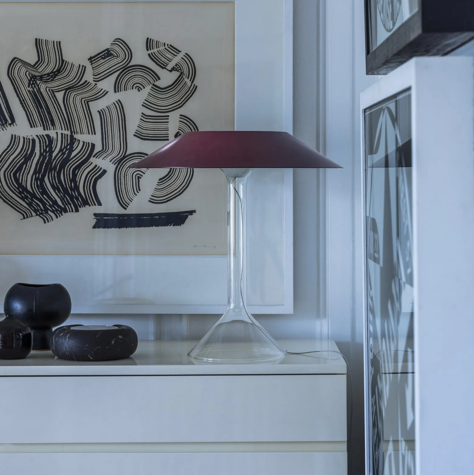 Foscarini LED-Tischleuchte Chapeaux M, dunkelrot