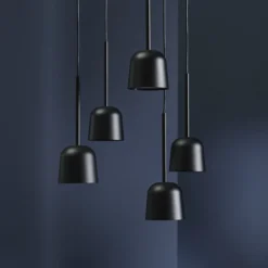FRANDSEN LED-Hängelampe Satellite, schwarz, Metall, Ø 7 cm