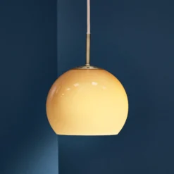 FRANDSEN Pendellampe Ball, bernstein, Ø 18 cm, Glas